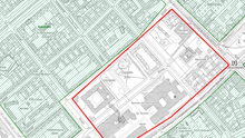 Eine Karte von der Gegend um den Zeppelinplatz. Hier ist die Lücke im Milieuschutzgebiet in einem roten Rahmen gesetzt. Die Grünen Flächen außenherum sind die bestehenden Milieuschutzgebiete.