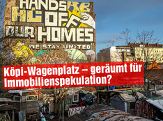 Sharepic zur Räumung des Köpi-Wagenplatzes.